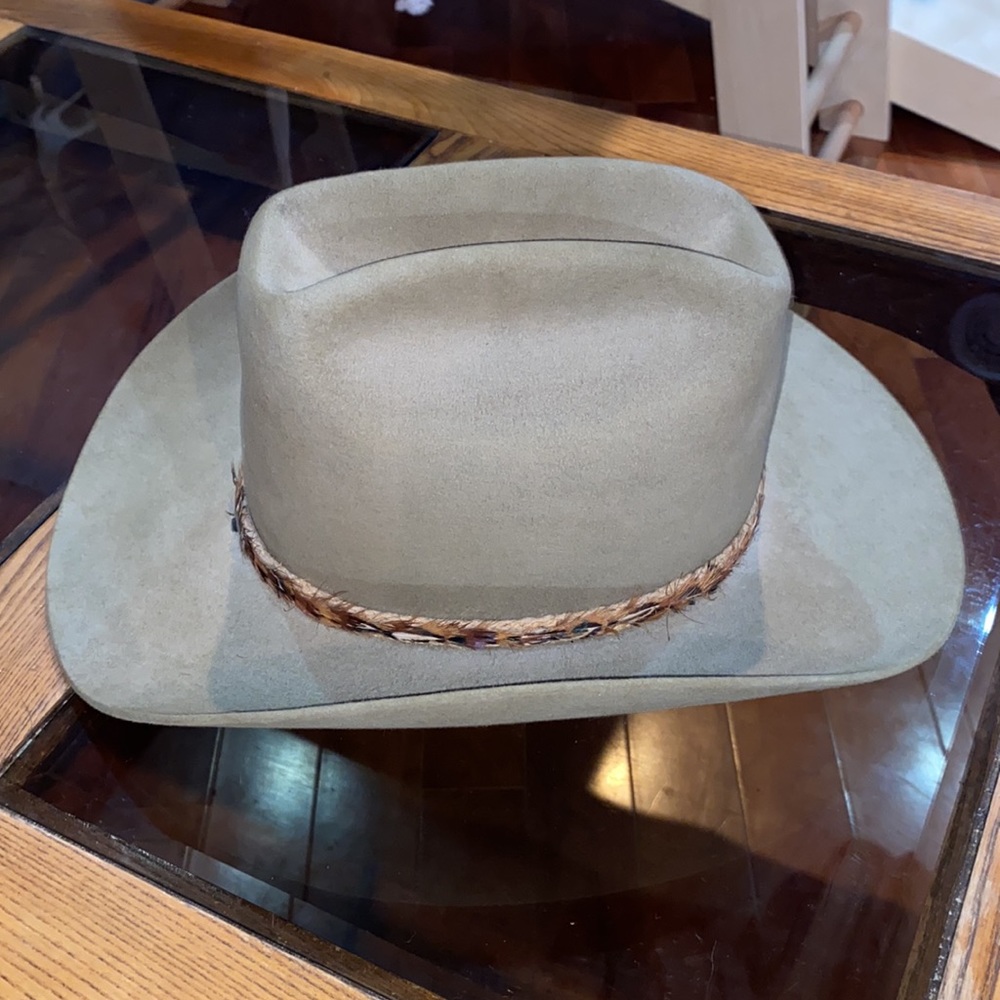 Vintage - John Stetson 3 x beaver hat 7 1/4 western hat with feathers - Picture 2 of 8